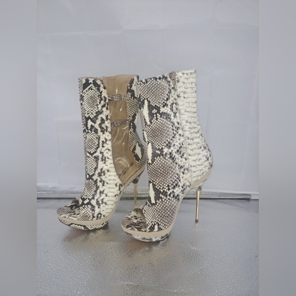 Real Python Leather Patterned Women's Ankle Boots